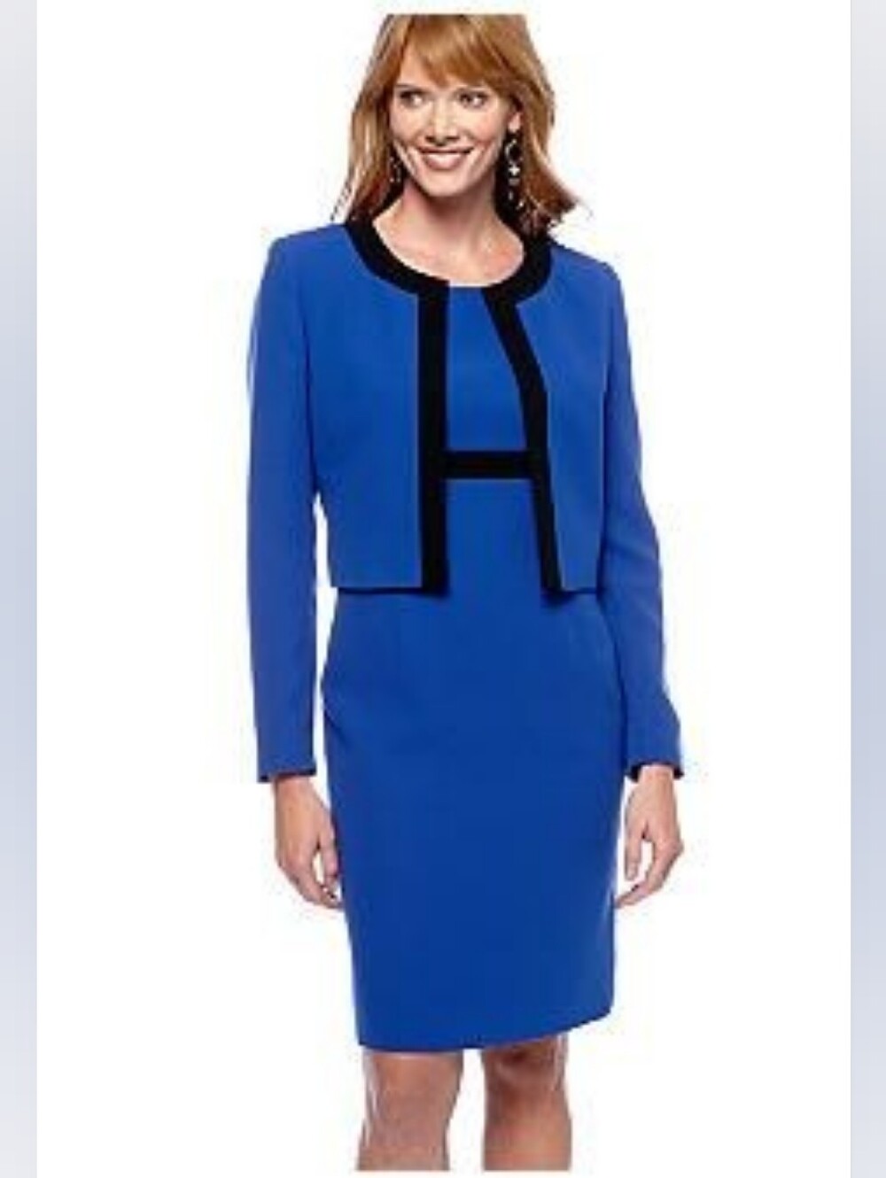 Kasper Separates Suit Dress Two Piece Blue Black Colorblock Formal Office Size 4
